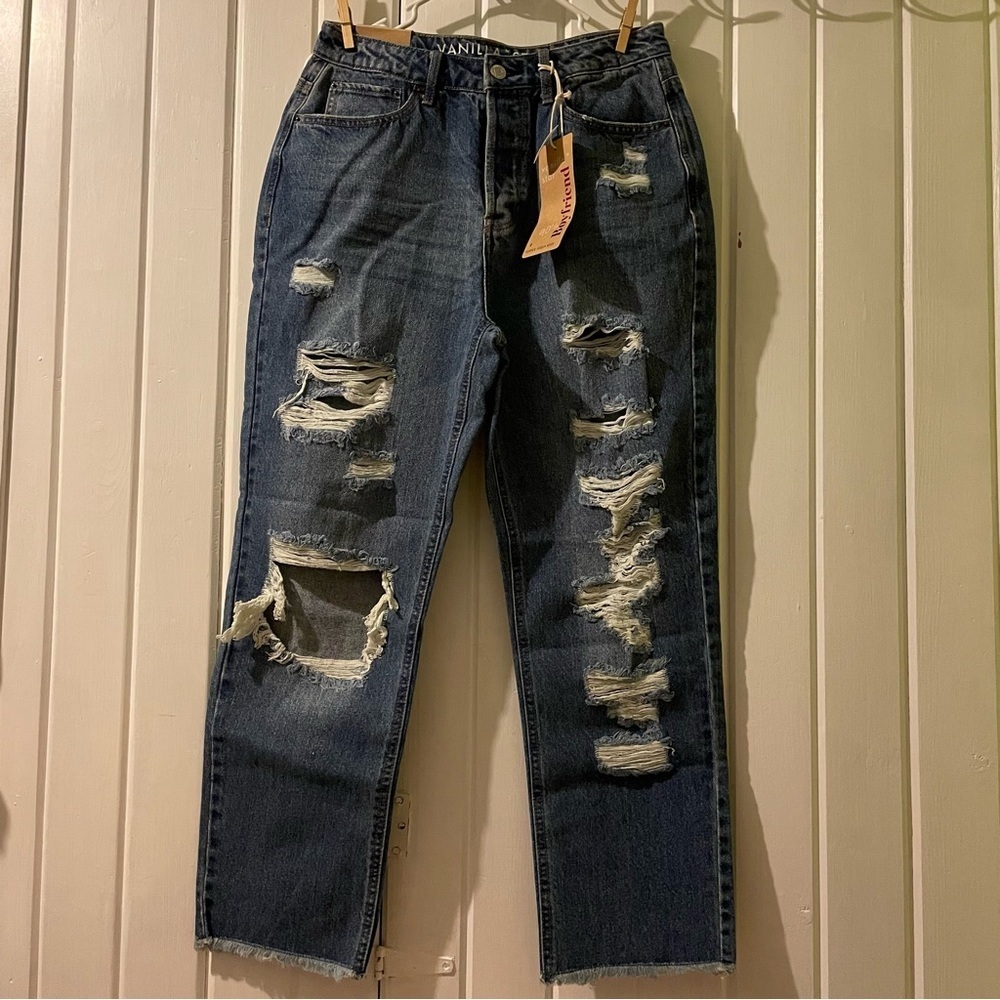Vanilla Star distressed boyfriend jeans-size 9 NWT